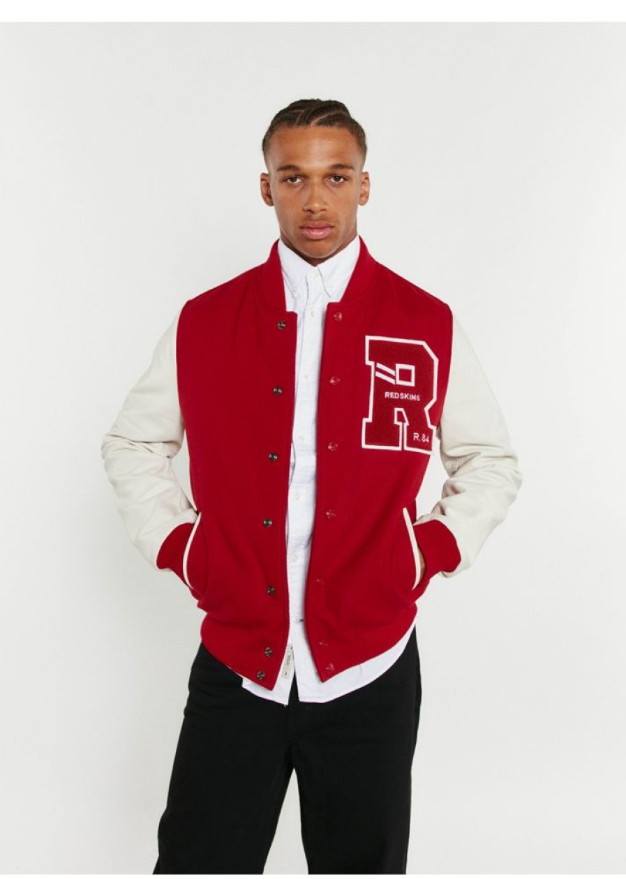 Homme Redskins Blousons & Vestes | Blouson En Cuir Ford Hatch Red / White