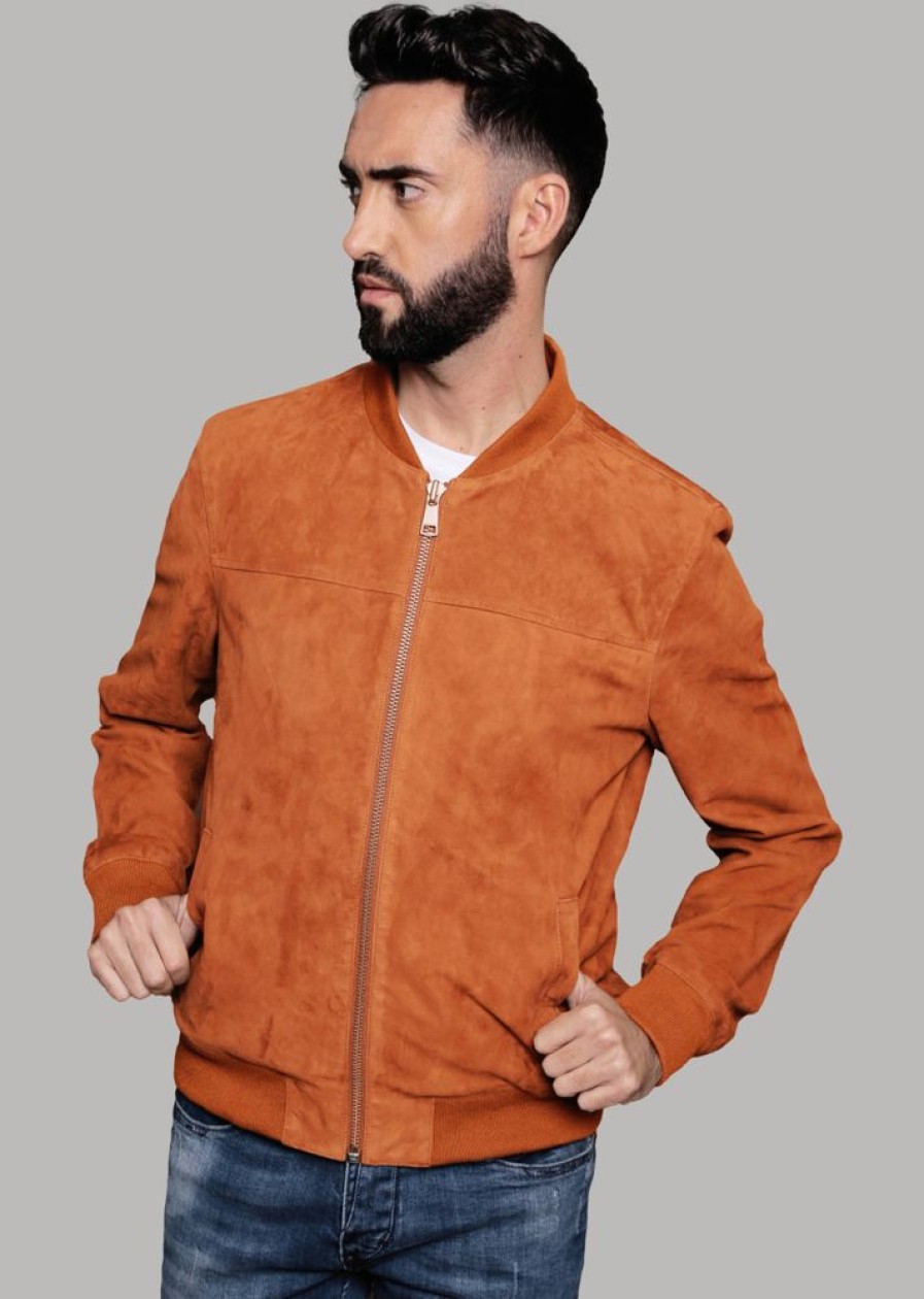 Homme Redskins Blousons & Vestes | Blouson En Cuir Bower 2 African Orange