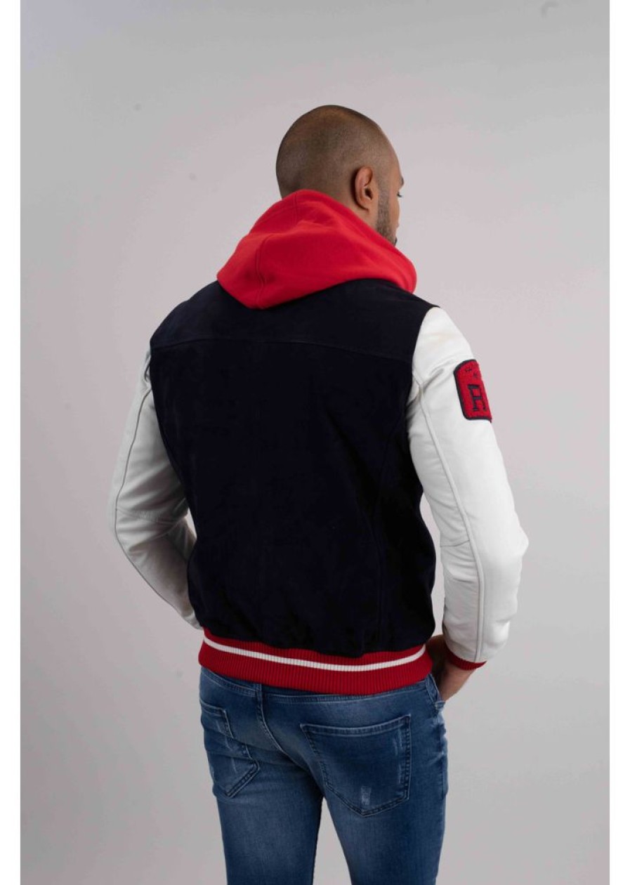 Homme Redskins Blousons & Vestes | Blouson En Cuir Clan Muster Navy / White