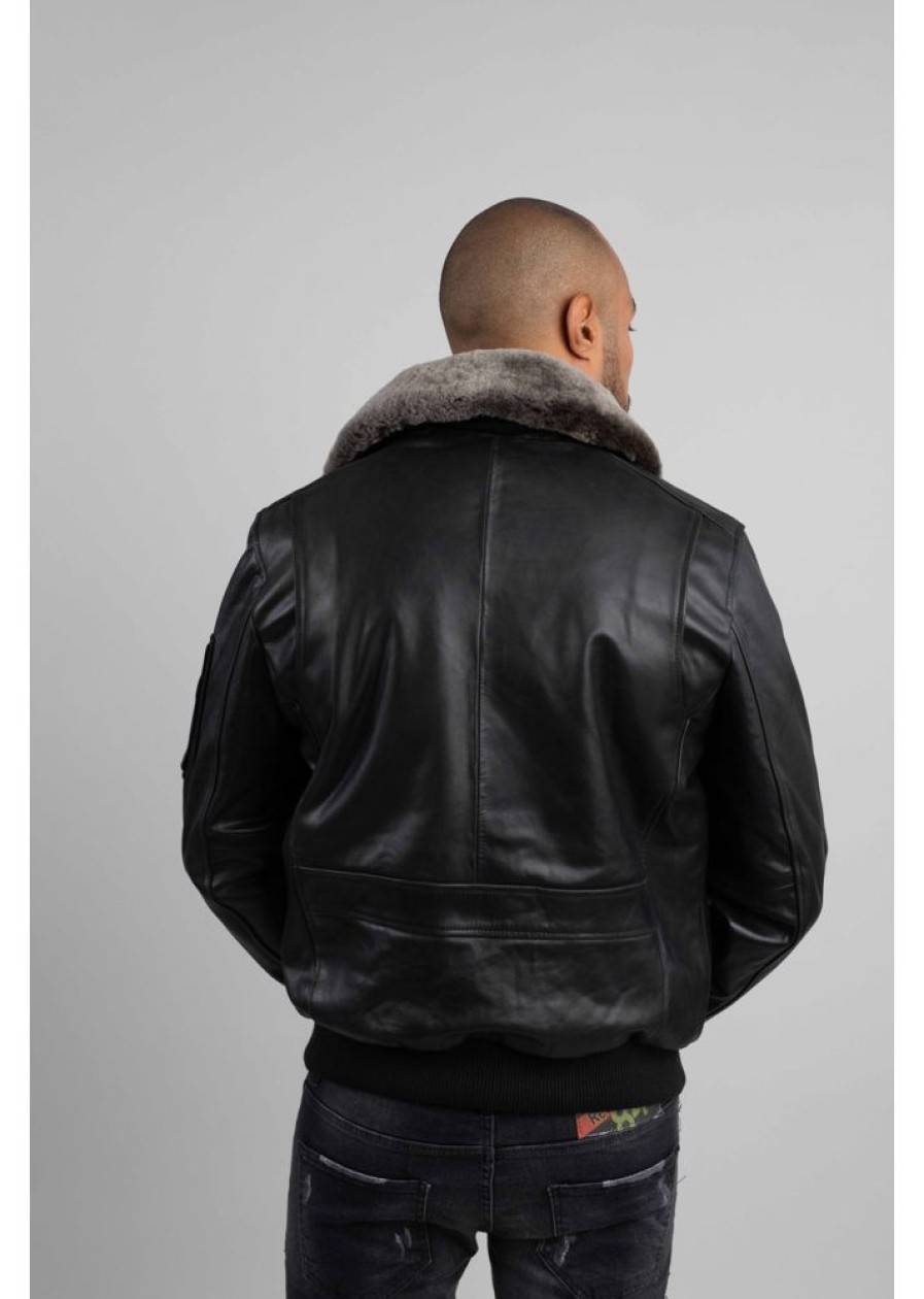 Homme Redskins Blousons & Vestes | Blouson En Cuir Texaco Fender Noir