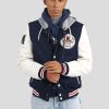 Homme Redskins Blousons & Vestes | Teddy En Cuir Dunk Hatch White / Navy