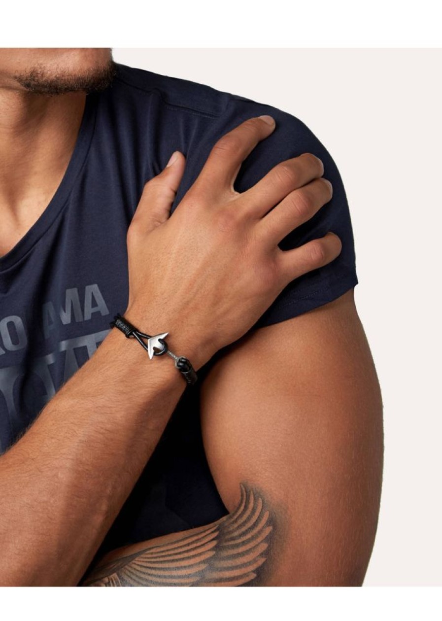 Homme Redskins Bijoux | Bracelet En Cuir Noir