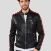 Homme Redskins Blousons & Vestes | Veste En Cuir Deegan Barcelona Black / Red