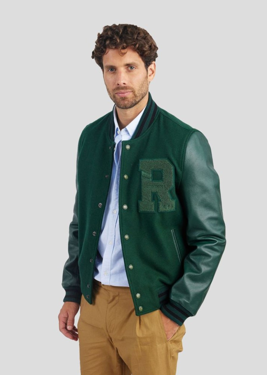 Homme Redskins Blousons & Vestes | Blouson En Cuir Oxford Hatch Forest