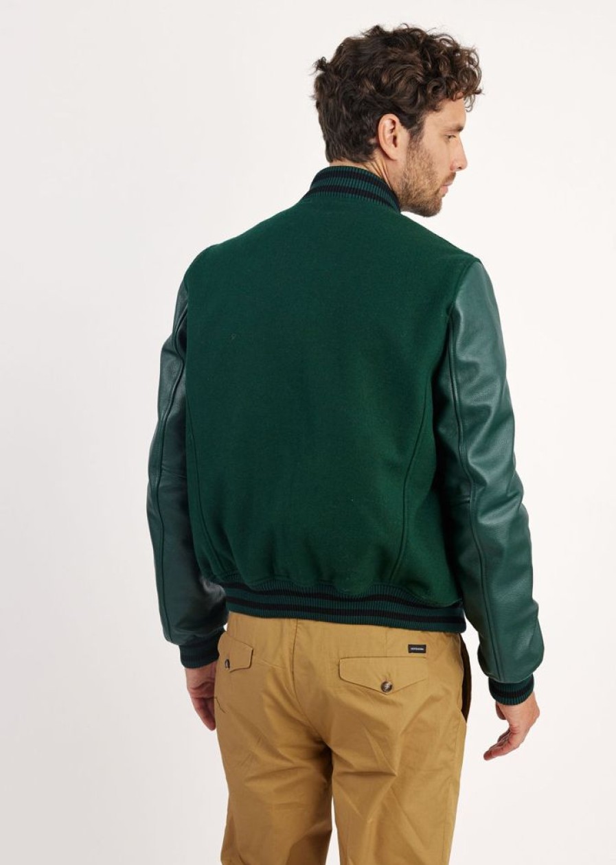 Homme Redskins Blousons & Vestes | Blouson En Cuir Oxford Hatch Forest