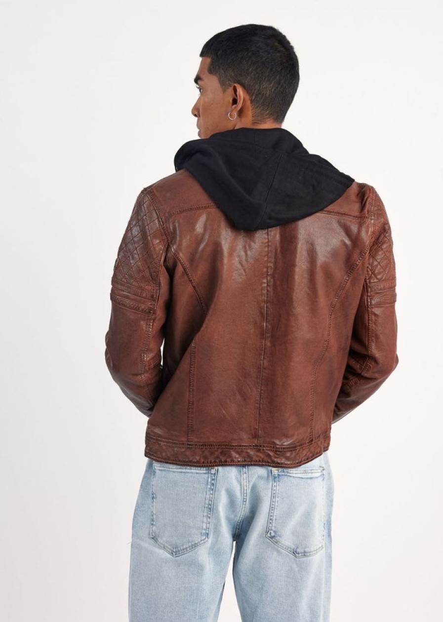 Homme Redskins Blousons & Vestes | Blouson En Cuir Ryde Barcelona Cognac