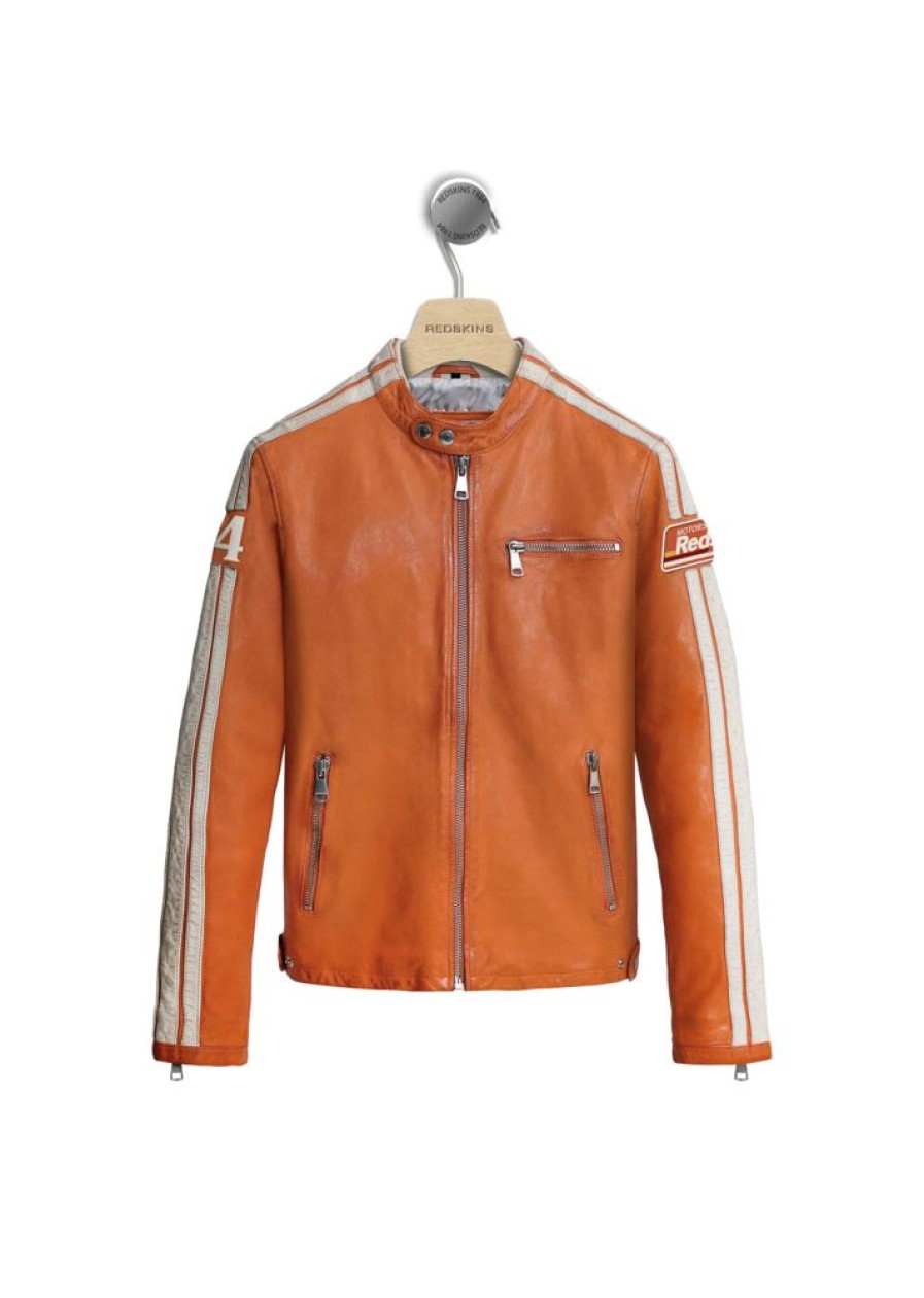 Homme Redskins Blousons & Vestes | Blouson En Cuir Dogger Barcelona Orange