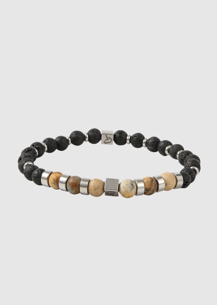 Homme Redskins Bijoux | Bracelet Pierres Naturelles Noir/Marron