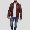 Homme Redskins Blousons & Vestes | Veste En Cuir Rider2 Stoner Cognac