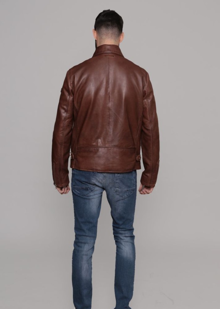 Homme Redskins Blousons & Vestes | Veste En Cuir Rider2 Stoner Cognac