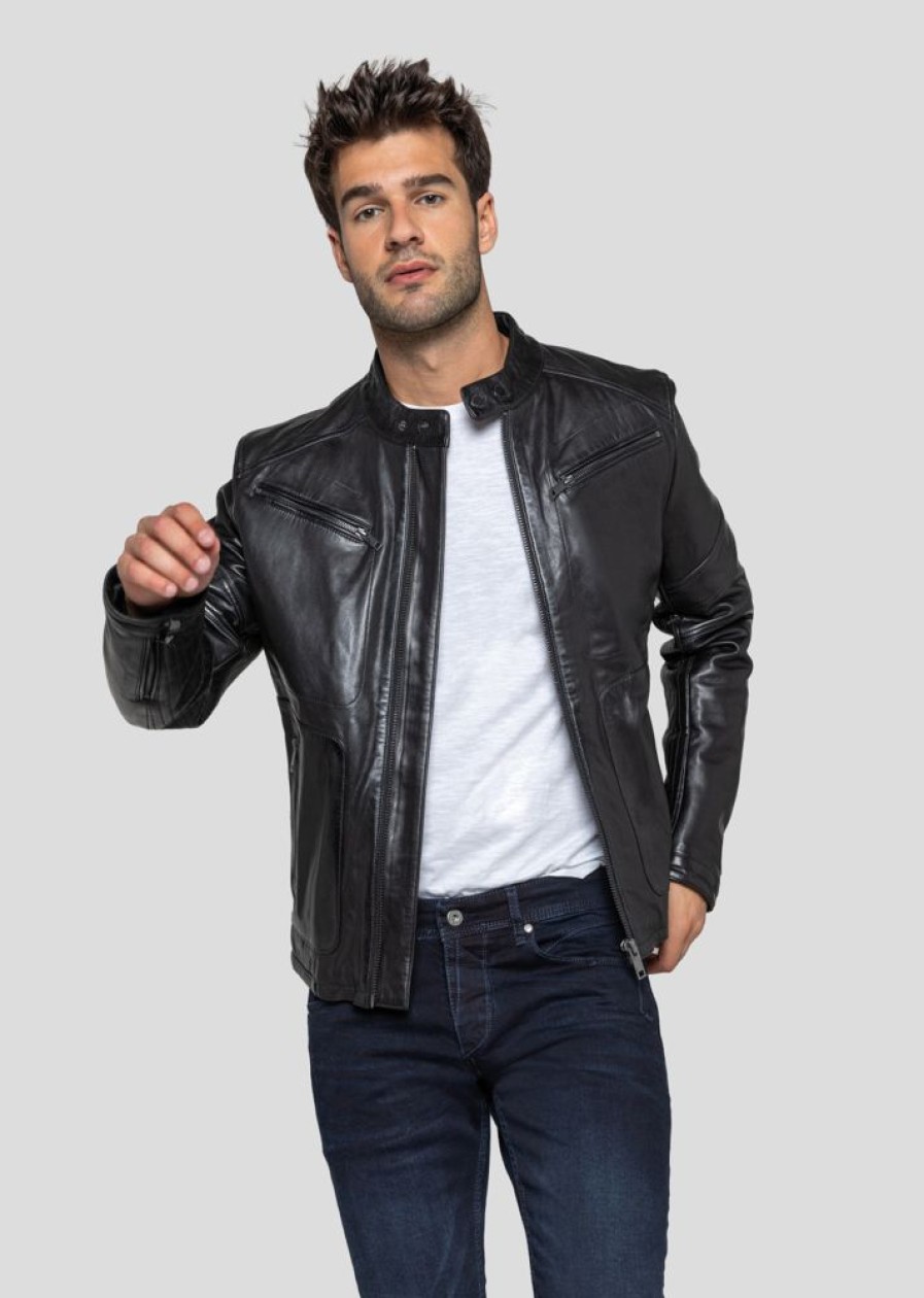 Homme Redskins Blousons & Vestes | Blouson En Cuir Leeron Mojito