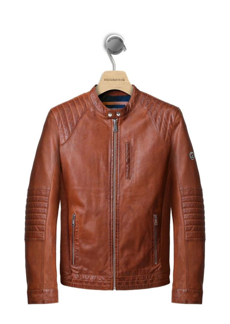 Homme Redskins Blousons & Vestes | Veste En Cuir Formula Stown Cognac