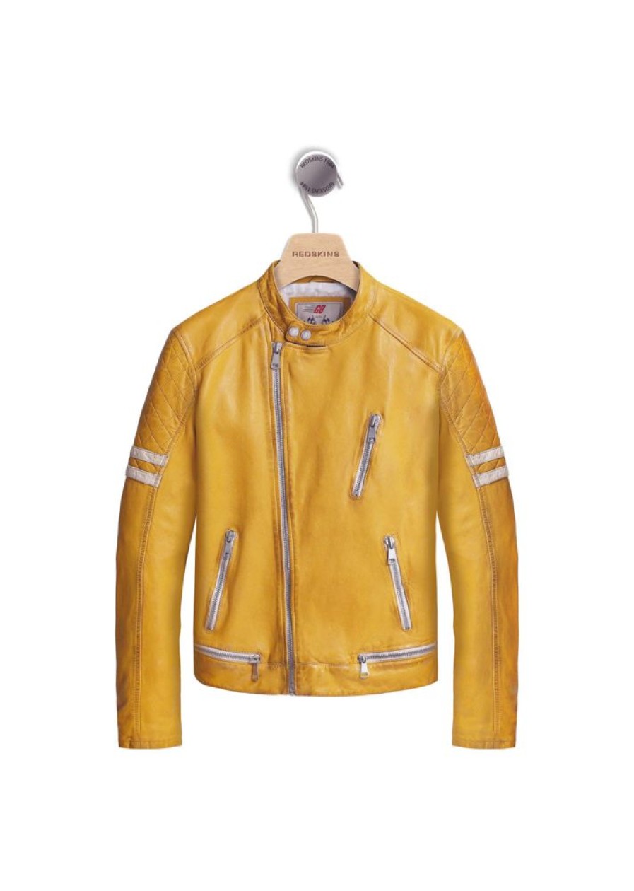 Homme Redskins Blousons & Vestes | Blouson En Cuir Cabrer Barcelona Yellow