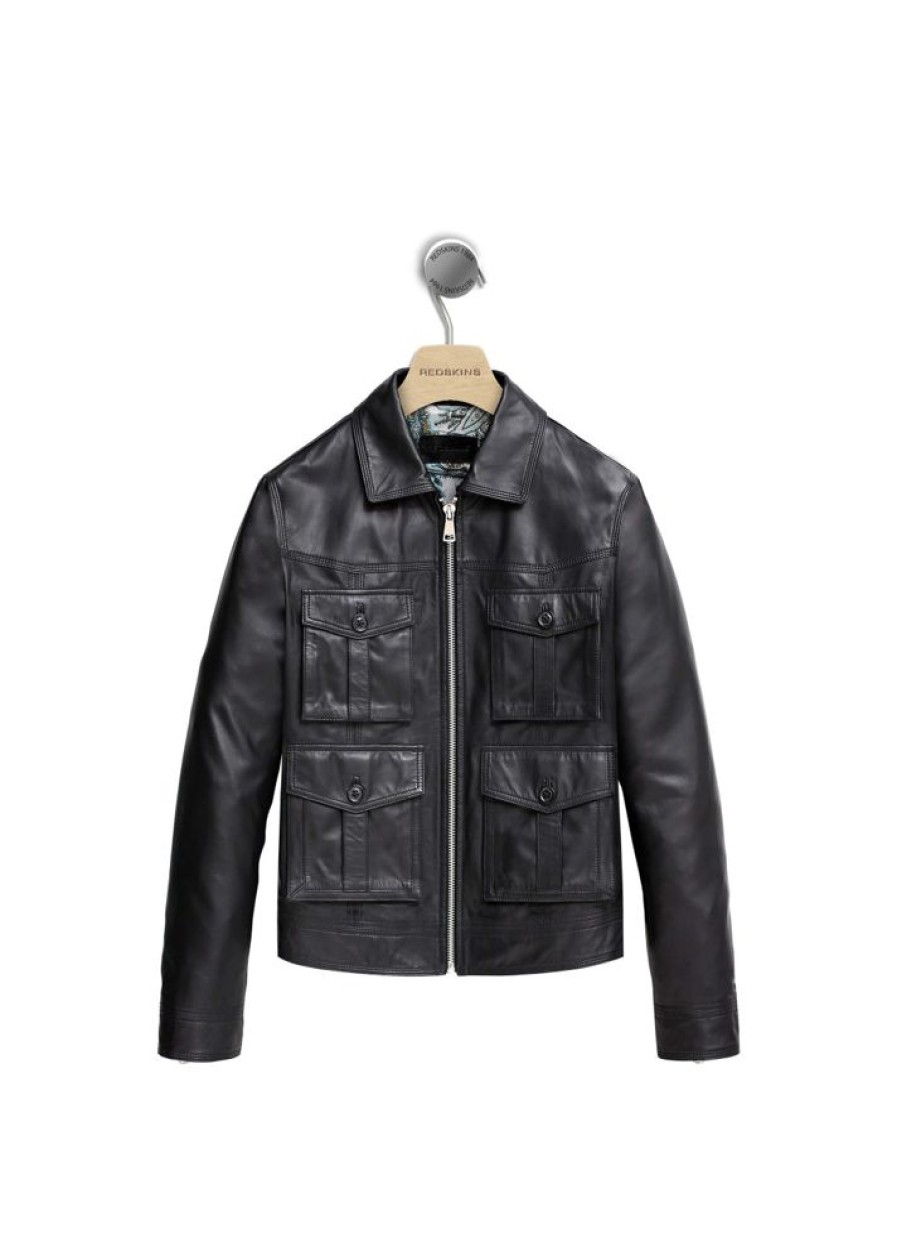 Homme Redskins Blousons & Vestes | Blouson En Cuir Seventy Nuevo Noir