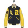 Homme Redskins Blousons & Vestes | Blouson En Cuir Restart Hatch Navy / Yellow