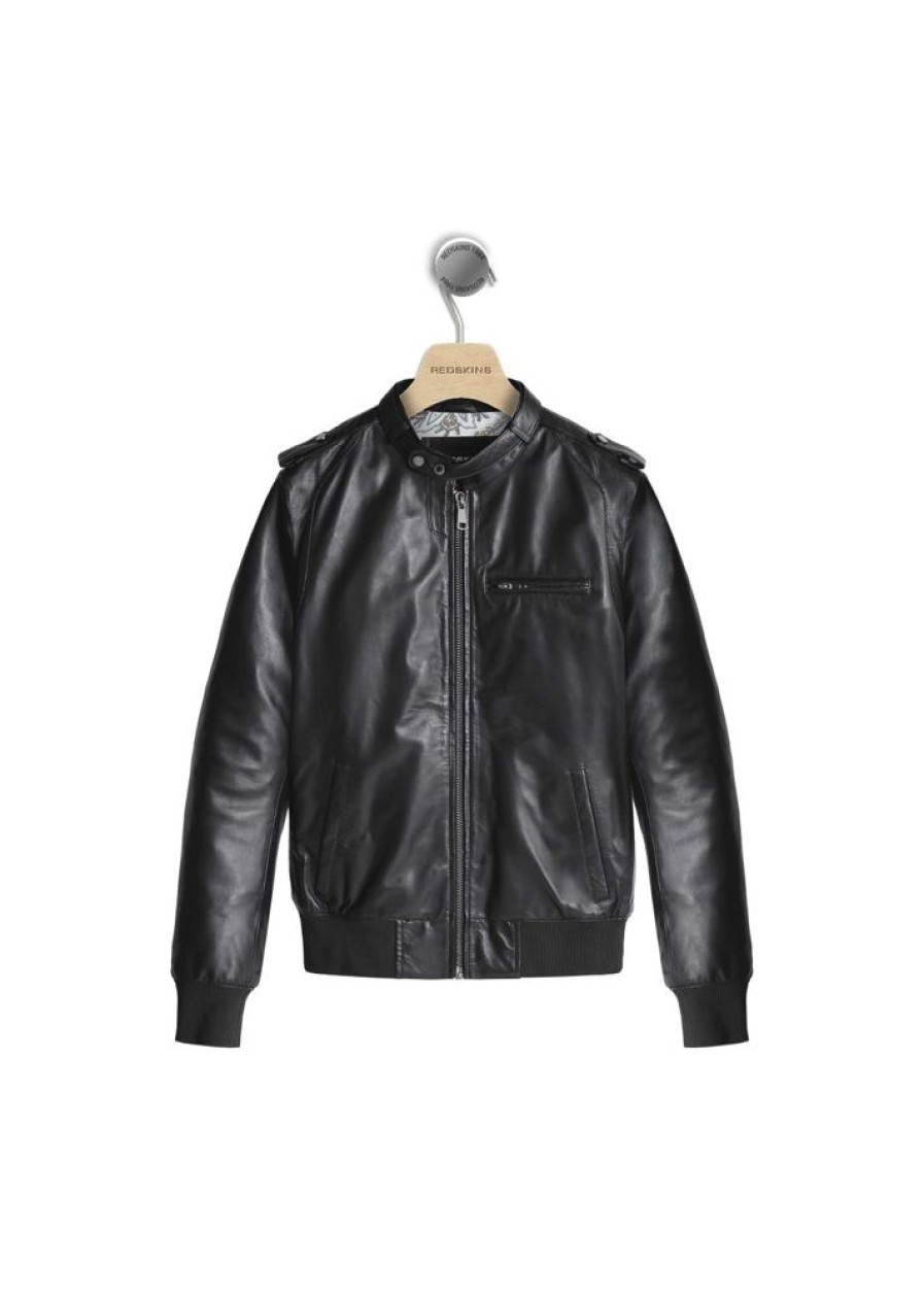 Homme Redskins Blousons & Vestes | Blouson En Cuir Box Seattle Noir