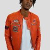 Homme Redskins Blousons & Vestes | Blouson En Cuir Nitro Barcelona Orange