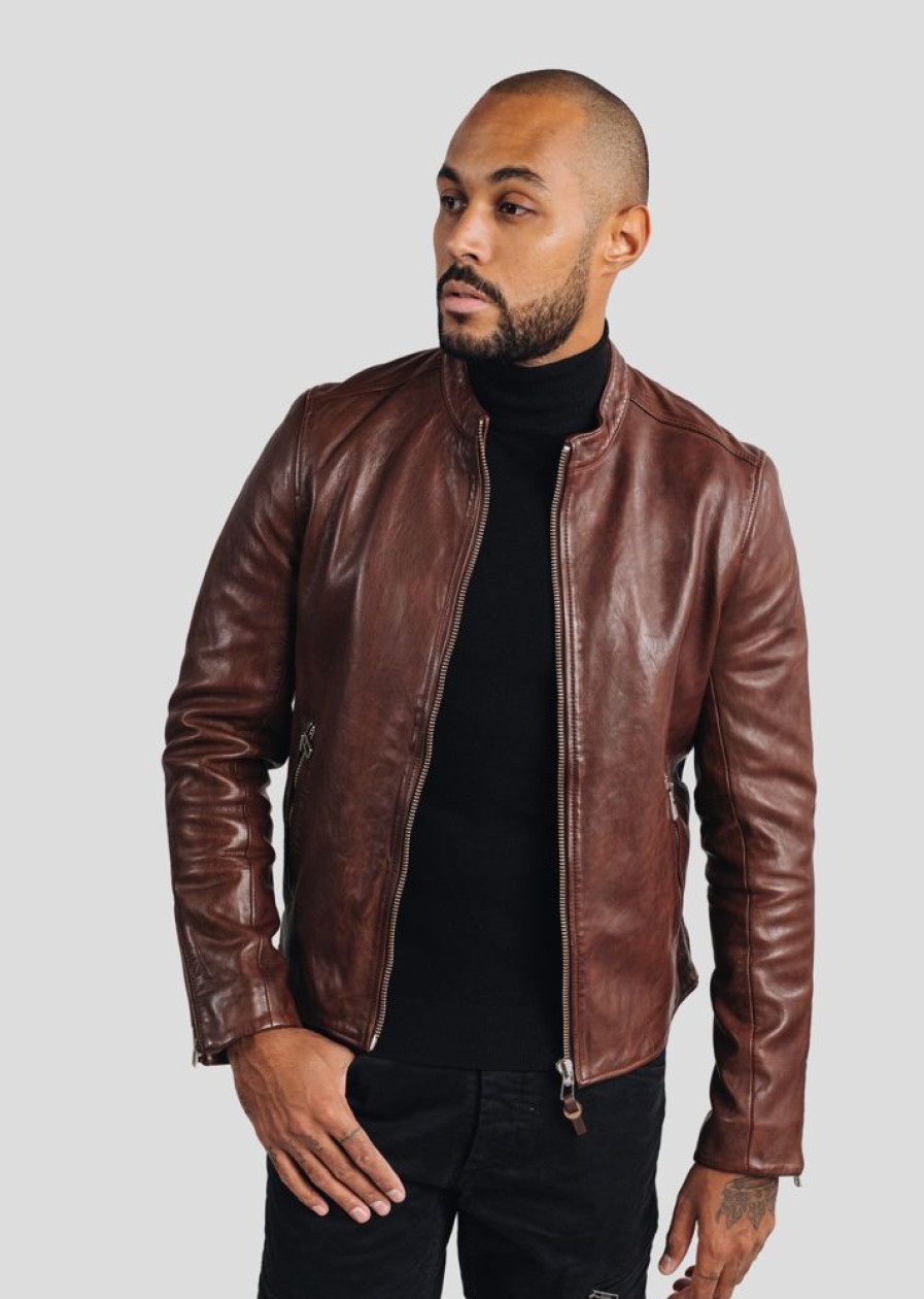 Homme Redskins Blousons & Vestes | Blouson En Cuir Faiss Green Brown