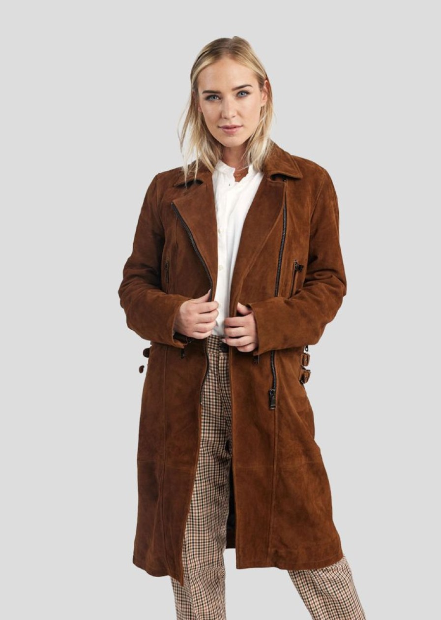 Femme Redskins Blousons & Vestes Femme | Trench En Cuir Angie Opera Cognac