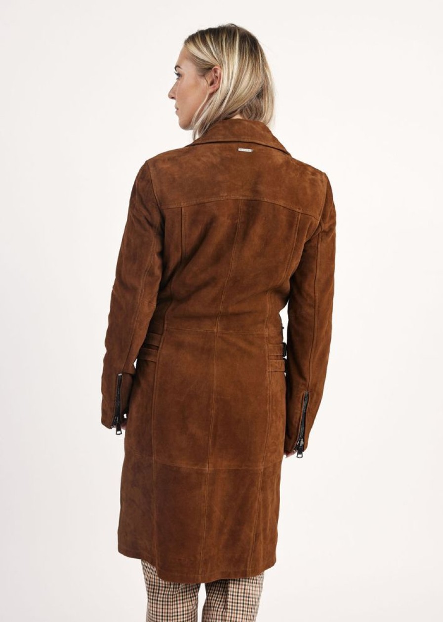 Femme Redskins Blousons & Vestes Femme | Trench En Cuir Angie Opera Cognac