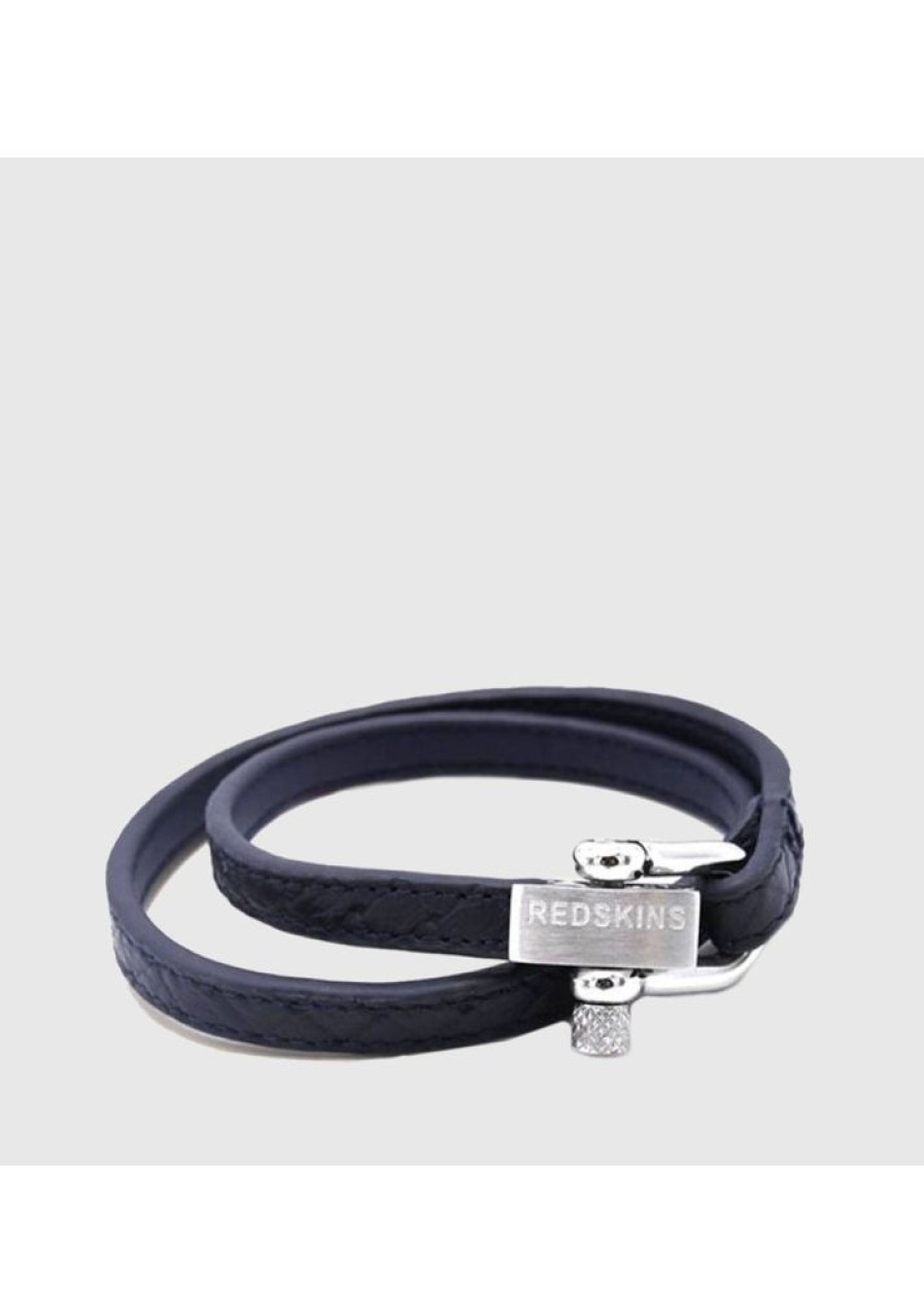 Homme Redskins Bijoux | Bracelet En Cuir Navy Blue