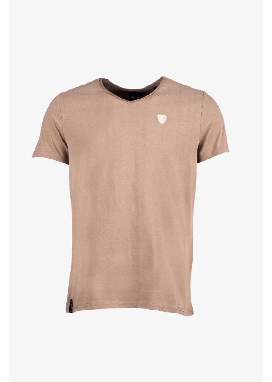 Homme Redskins T-Shirts & Polos | T-Shirt Manches Courtes Nint Aden Taupe / Cognac